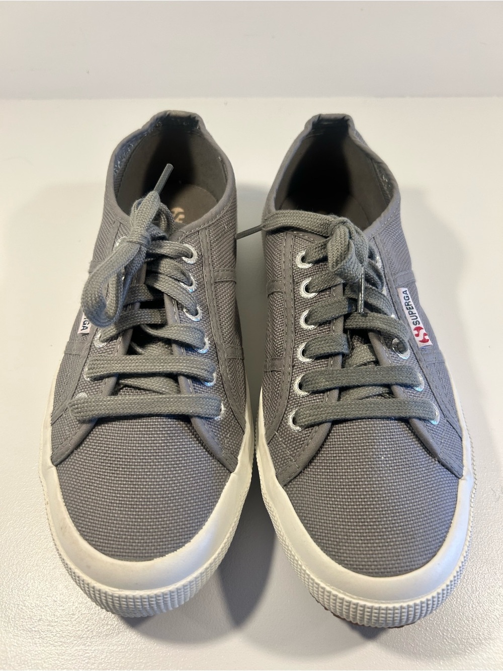 Superga 2750 Gray Canvas Sneakers Womens EU 39 US 8.5 Casual Lace Up Shoes
